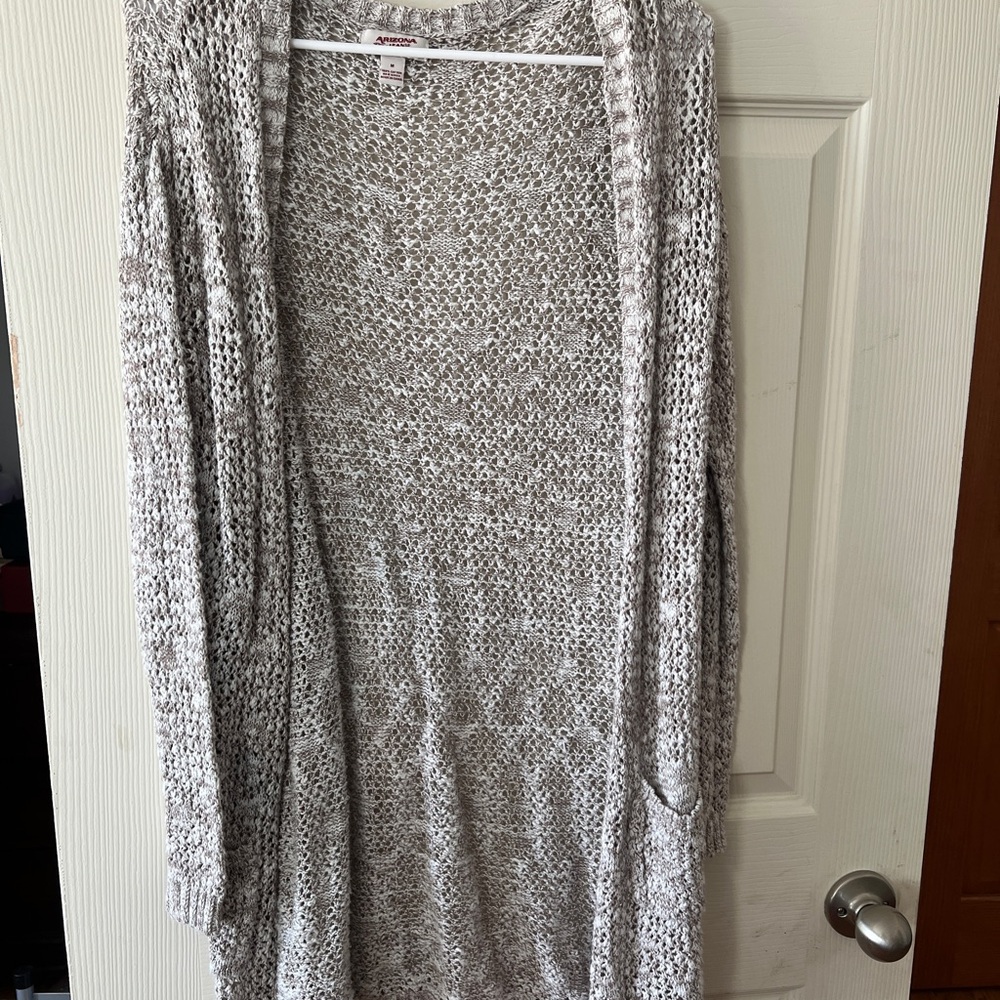 Arizona Jean Company Light Gray Open-Front Cardigan
